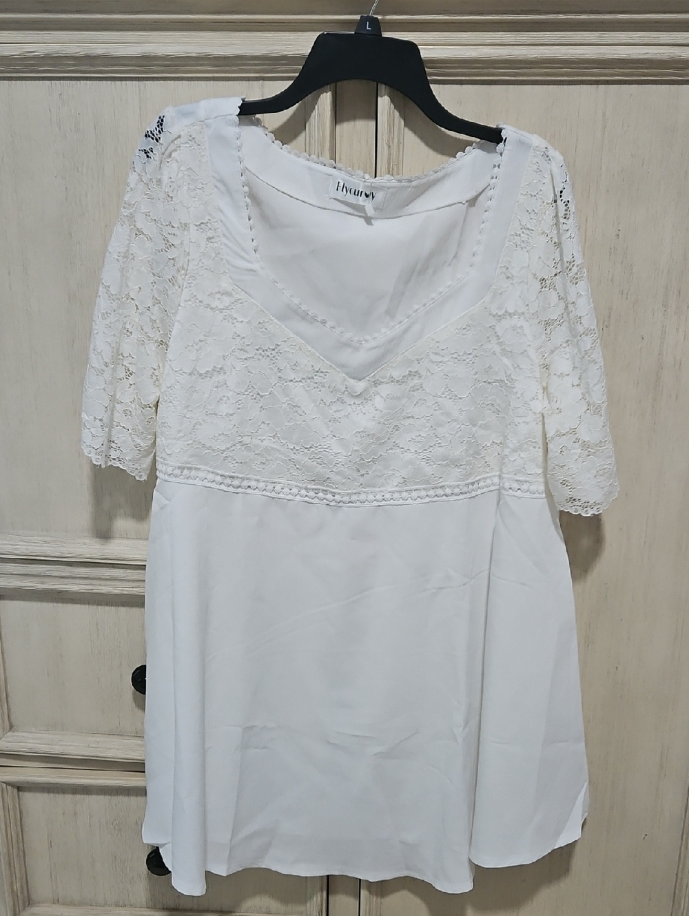 White Lace Trim Mini Dress